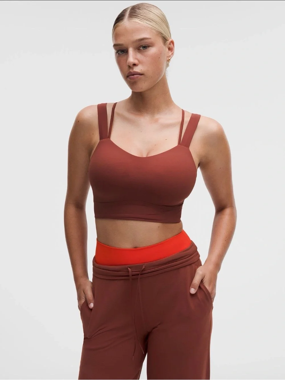 Lululemon Like a Cloud Longline Bra D/DD Cup cranberry charm size 6‎ NWT
